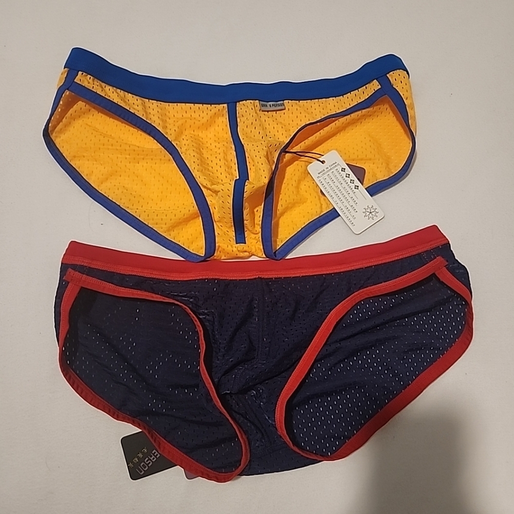Aussie Style Brave Person Mesh Low Cut Swimming Brief Trunks Sz M Lot Of 2